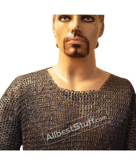 Chain Mail Armour Hauberk Flat Full Riveted Maille Chest 46